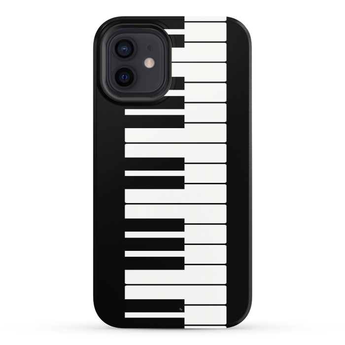 iPhone 12 StrongFit Black and white piano keys music instrument by Martina