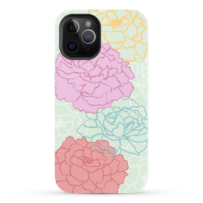iPhone 12 Pro StrongFit Pretty pastel peonies by Martina