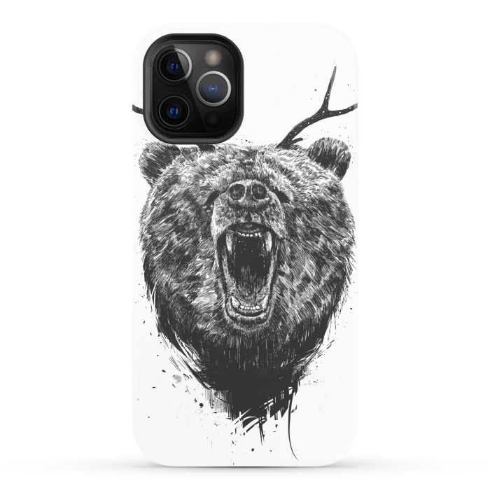 iPhone 12 Pro StrongFit Angry bear with antlers by Balazs Solti