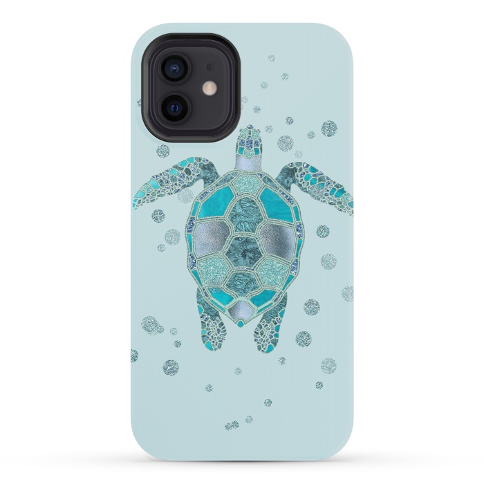 iPhone 12 mini StrongFit Underwater Glamour Turtle by Andrea Haase