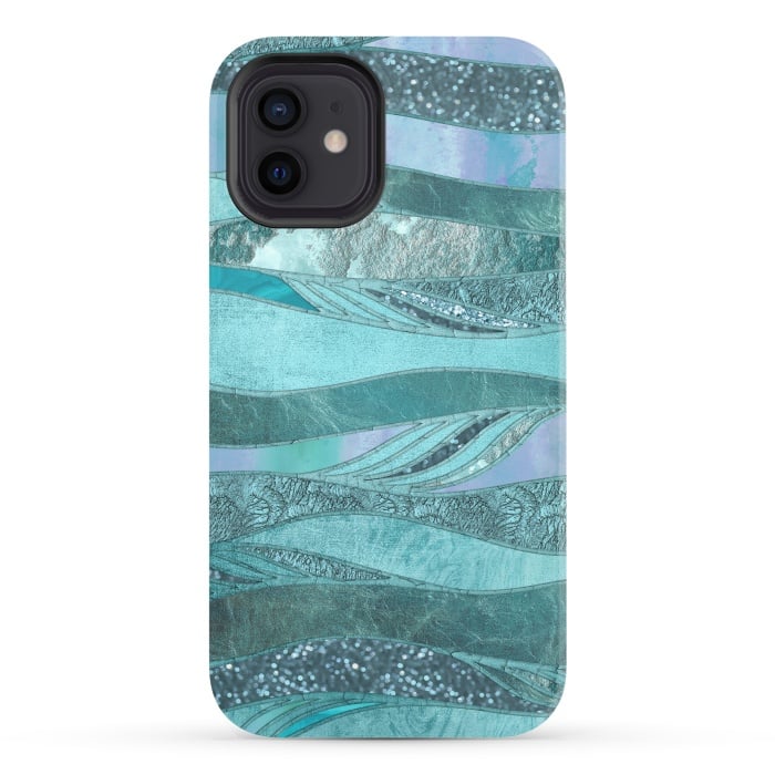 iPhone 12 StrongFit Glamorous Waves Of Turquoise and Teal 2 by Andrea Haase
