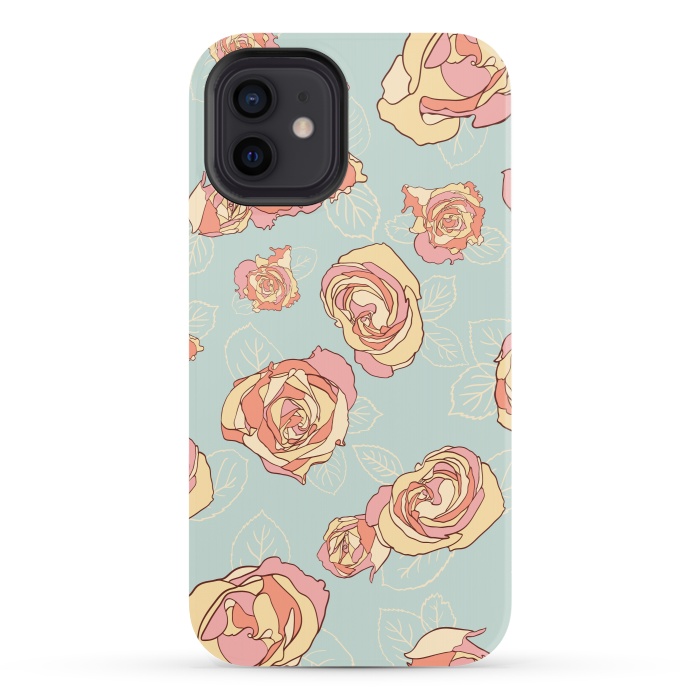 iPhone 12 StrongFit Retro Roses by Paula Ohreen
