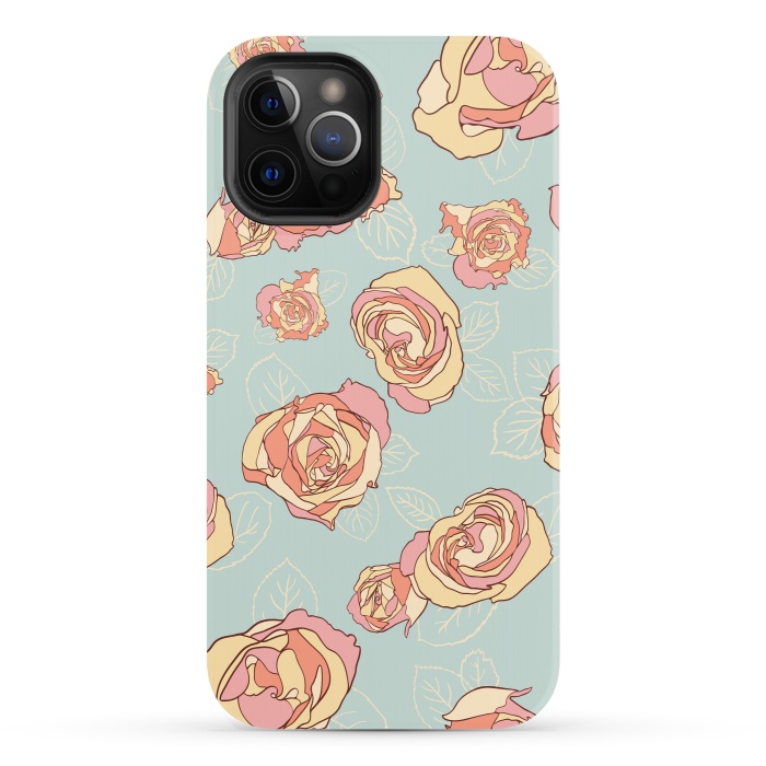 iPhone 12 Pro StrongFit Retro Roses by Paula Ohreen