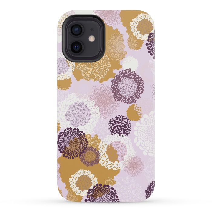 iPhone 12 mini StrongFit Doily Flowers on Pink by Paula Ohreen