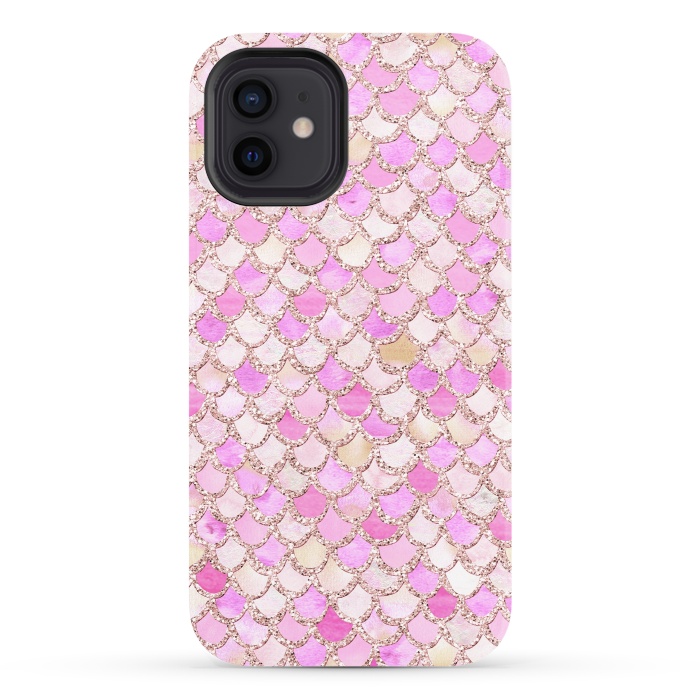 iPhone 12 StrongFit Light Pink hand drawn mermaid scales by  Utart
