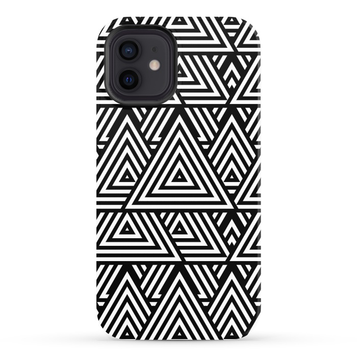 iPhone 12 StrongFit Black White Triangle Pattern by Andrea Haase