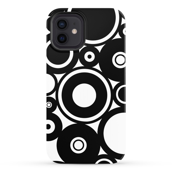 iPhone 12 StrongFit Pop-Art Black White Circles by Andrea Haase