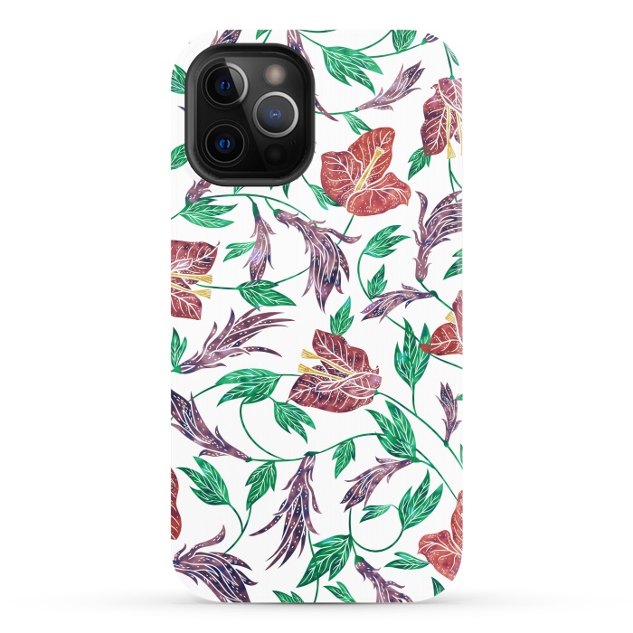 iPhone 12 Pro StrongFit Tropical Flowers Pattern by Dushan Medich
