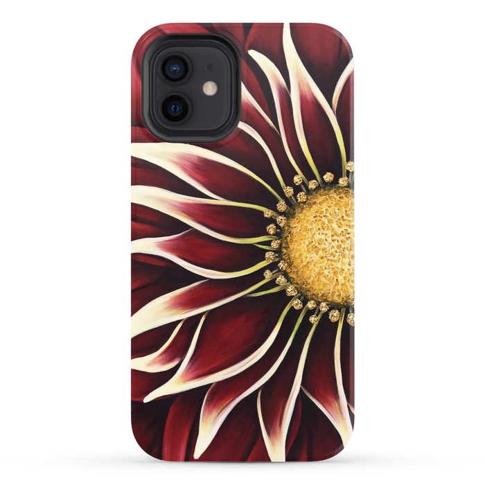iPhone 12 StrongFit Crimson Zinnia by Denise Cassidy Wood