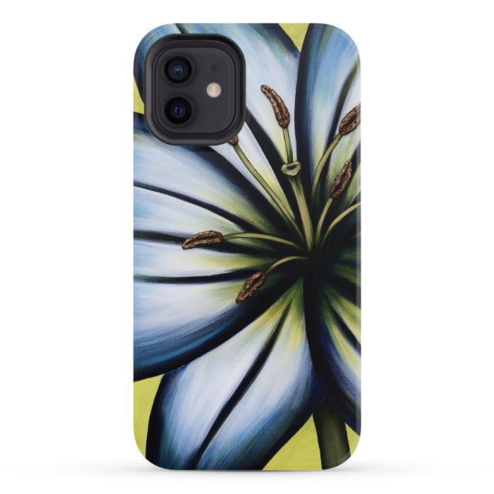 iPhone 12 mini StrongFit Blue Lily by Denise Cassidy Wood