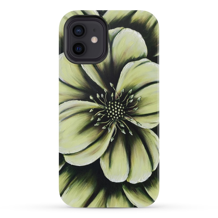 iPhone 12 mini StrongFit Green Flower by Denise Cassidy Wood