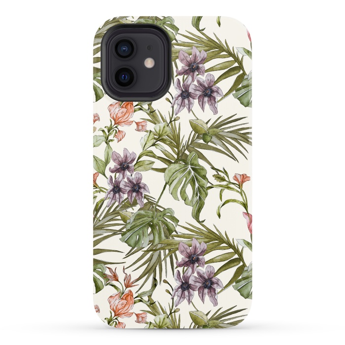 iPhone 12 StrongFit Watercolor tropical foliage by Mmartabc
