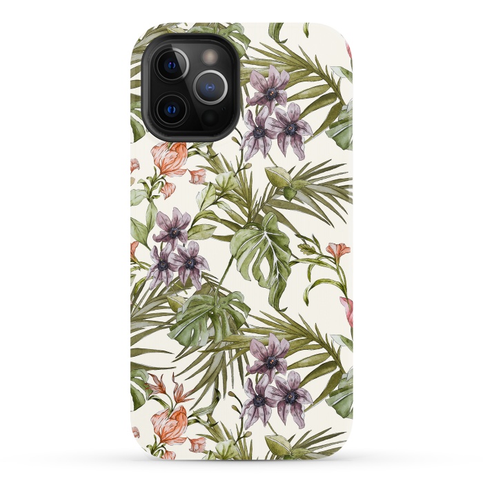 iPhone 12 Pro StrongFit Watercolor tropical foliage by Mmartabc