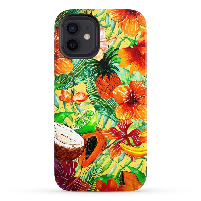 iPhone 12 StrongFit Aloha Tropical Fruits and Flowers by  Utart
