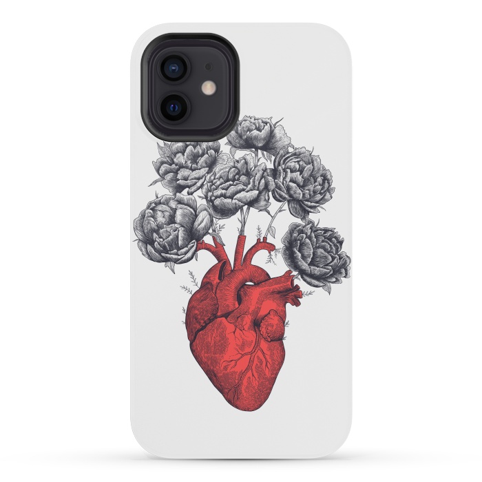 iPhone 12 mini StrongFit Heart with peonies by kodamorkovkart
