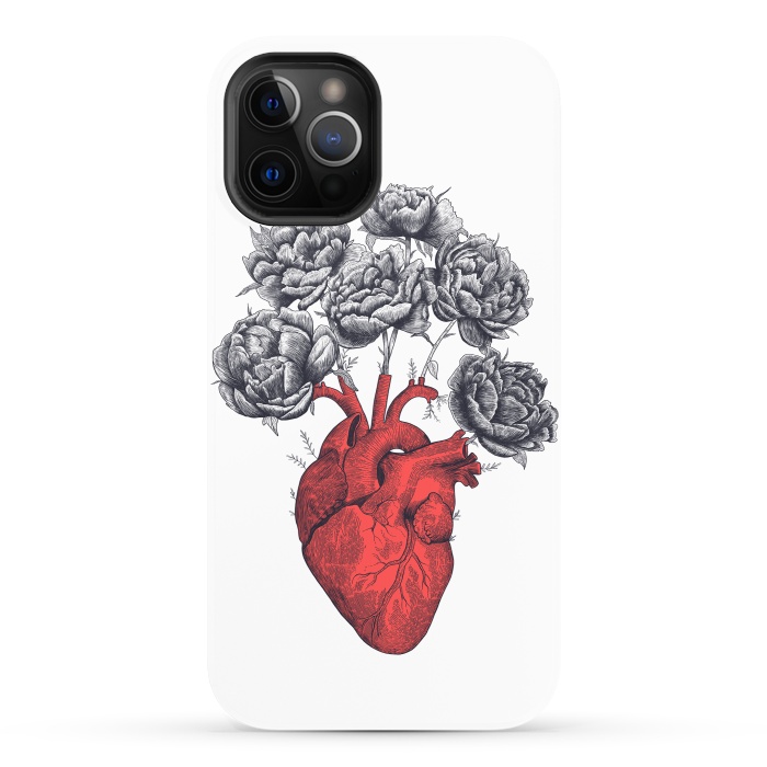 iPhone 12 Pro StrongFit Heart with peonies by kodamorkovkart