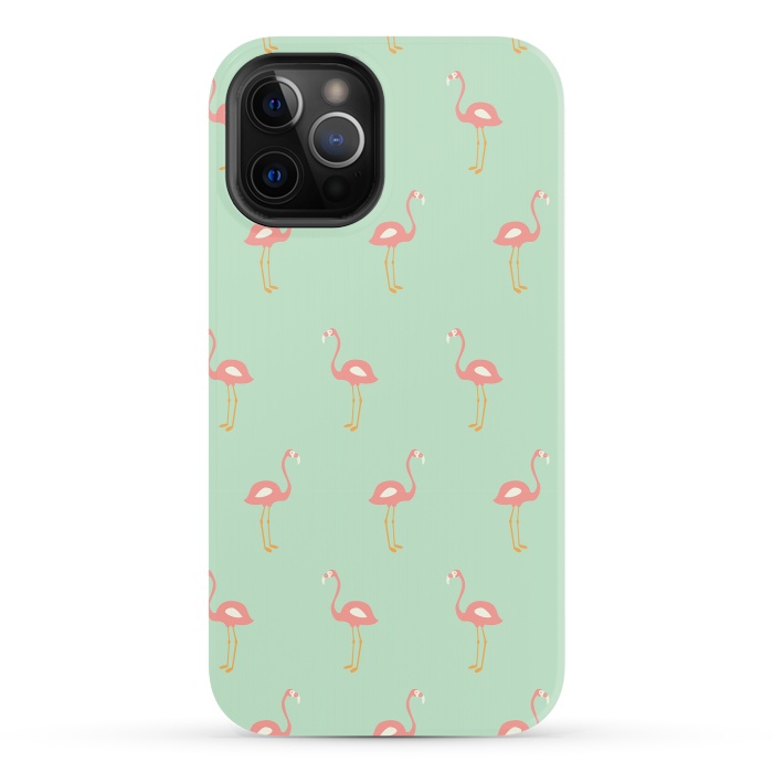 iPhone 12 Pro StrongFit Flamingo Mint Pattern 009 by Jelena Obradovic