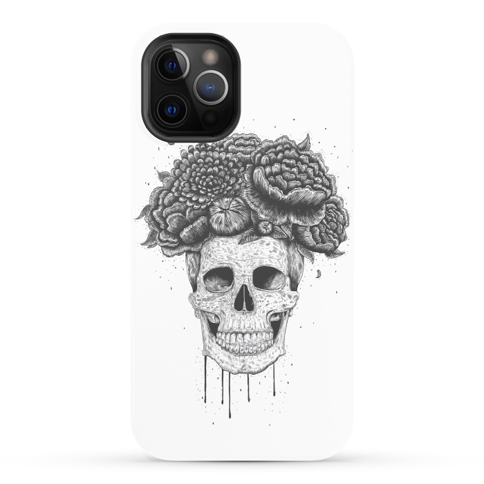 iPhone 12 Pro StrongFit Skull with flowers by kodamorkovkart