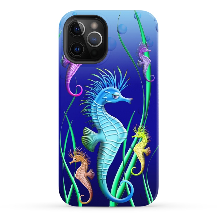 iPhone 12 Pro StrongFit Seahorses Underwater Scenery by BluedarkArt