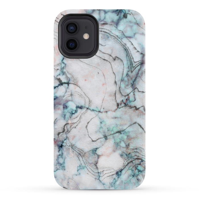 iPhone 12 StrongFit Teal and gray marble by  Utart