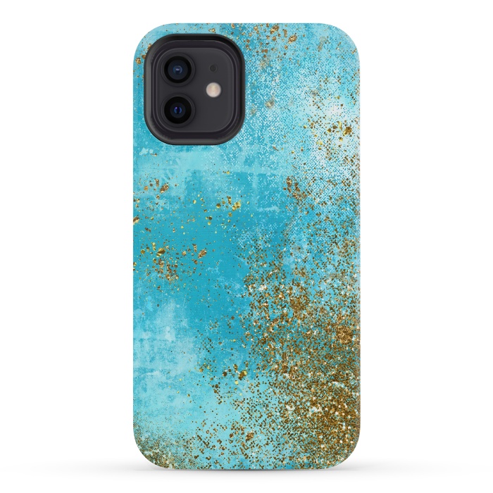 iPhone 12 mini StrongFit Teal and Gold Mermaid Ocean Seafoam by  Utart