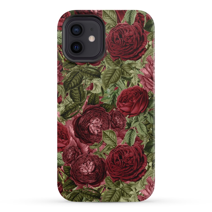 iPhone 12 mini StrongFit Victorian Dark Red Vintage Roses by  Utart
