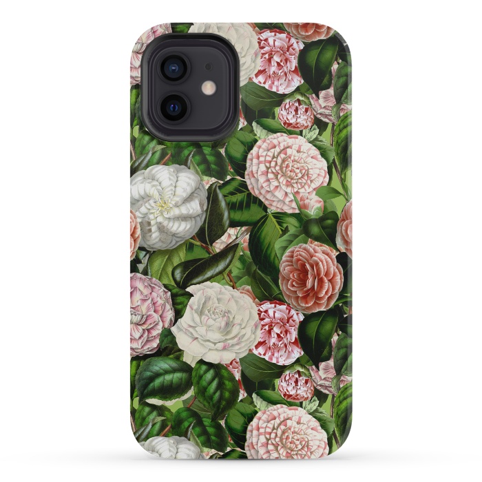 iPhone 12 mini StrongFit Victorian Vintage Camellia Pattern by  Utart