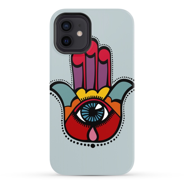 iPhone 12 StrongFit Pop Hamsa over Blue by Majoih