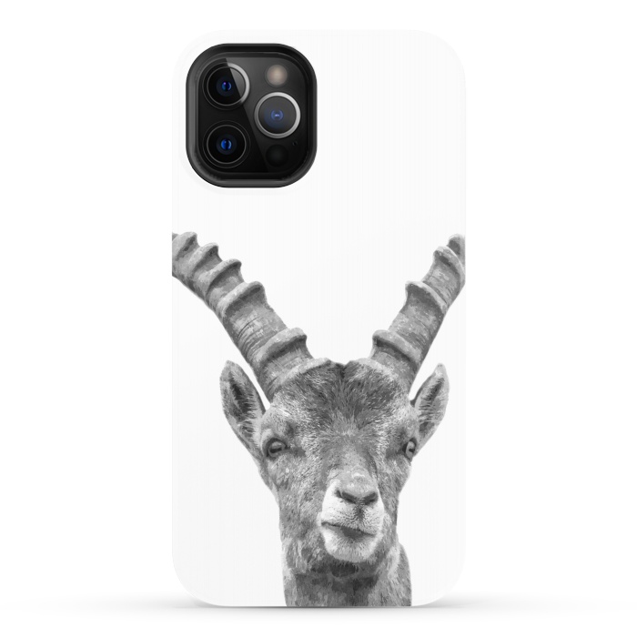 iPhone 12 Pro StrongFit Black and White Capricorn by Alemi