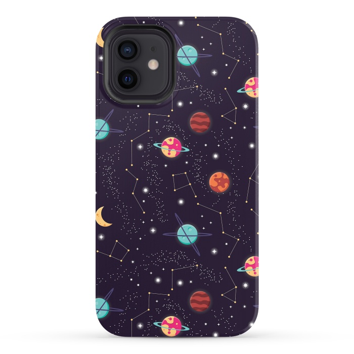 iPhone 12 StrongFit Universe with planets and stars seamless pattern, cosmos starry night sky 004 by Jelena Obradovic