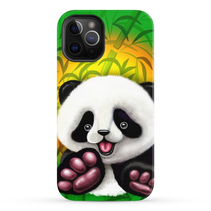 iPhone 12 Pro StrongFit Panda Baby Bear Cute and Happy by BluedarkArt