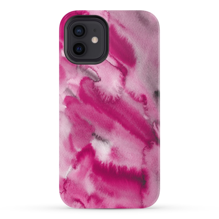 iPhone 12 StrongFit Pink and Grey Ink Marble Texture  by  Utart