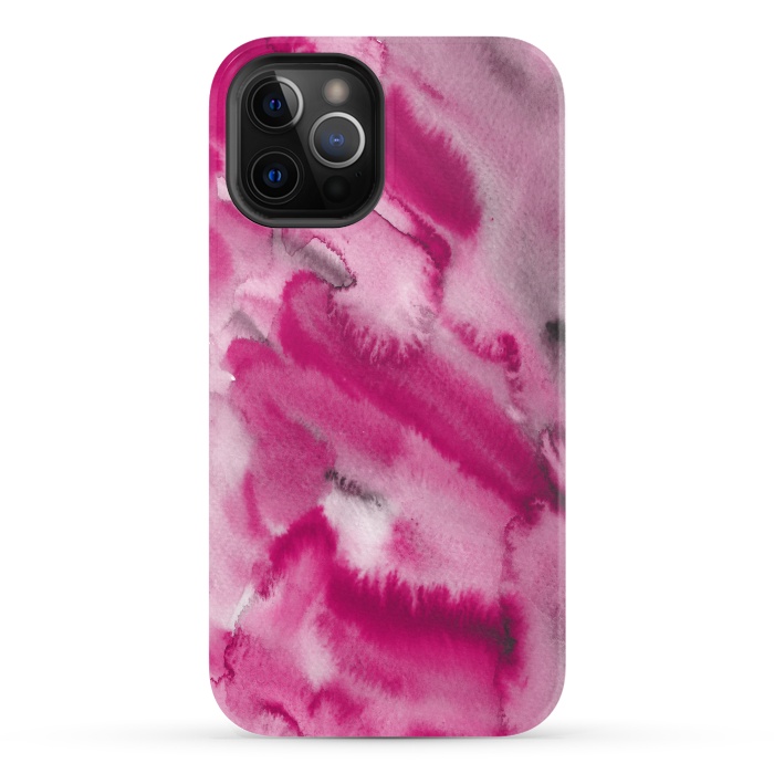 iPhone 12 Pro StrongFit Pink and Grey Ink Marble Texture  by  Utart