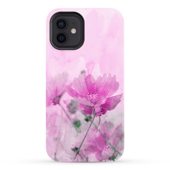 iPhone 12 StrongFit Pink Cosmea Watercolor Art by Andrea Haase