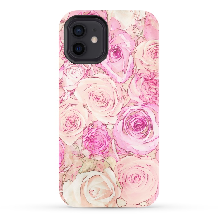 iPhone 12 StrongFit Pastel Rose Pattern by Andrea Haase