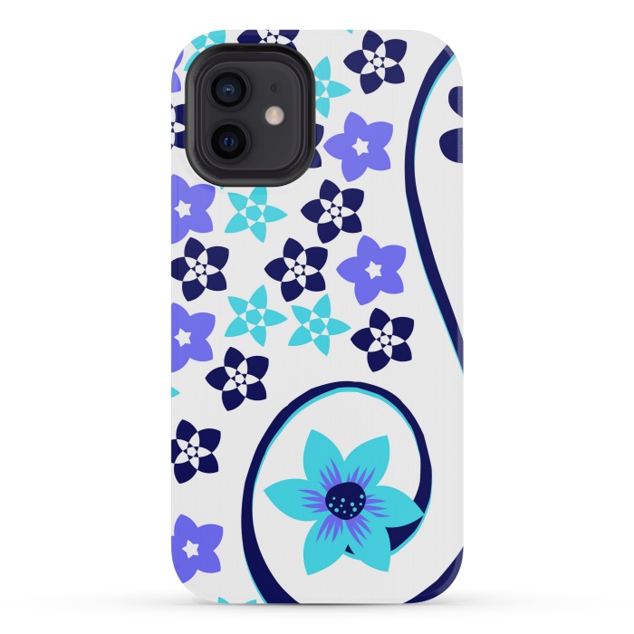iPhone 12 mini StrongFit blue floral pattern 2 by MALLIKA