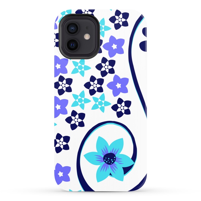 iPhone 12 StrongFit blue floral pattern 2 by MALLIKA