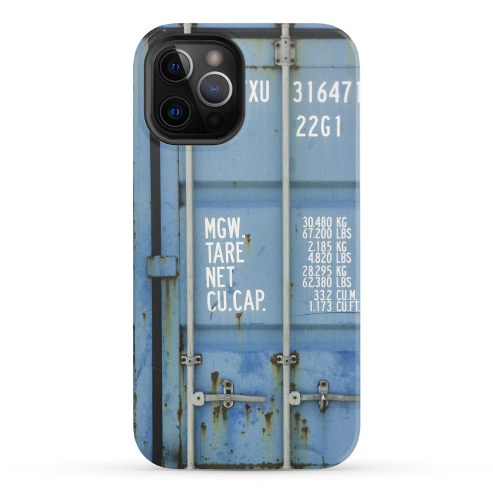 iPhone 12 Pro StrongFit Shipping Containter With Stencil Text by Andrea Haase