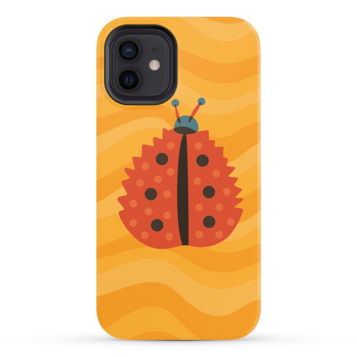 iPhone 12 StrongFit Orange Ladybug With Autumn Leaf Disguise by Boriana Giormova
