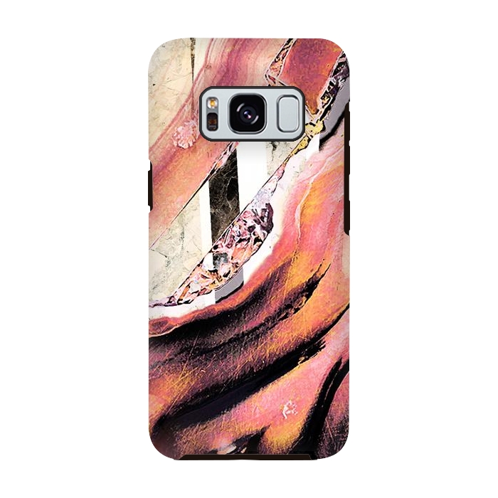 Galaxy S8 StrongFit Rose gold geode stones and marble stripes by Oana 