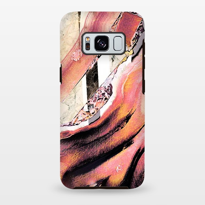 Galaxy S8 plus StrongFit Rose gold geode stones and marble stripes by Oana 