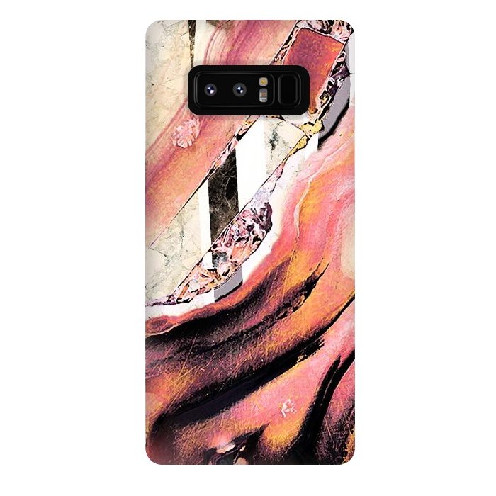 Galaxy Note 8 StrongFit Rose gold geode stones and marble stripes by Oana 