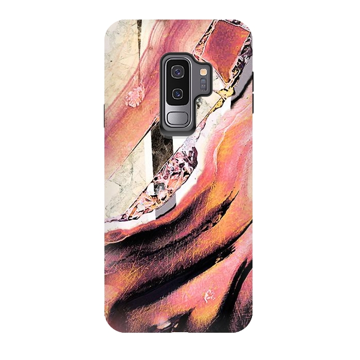 Galaxy S9 plus StrongFit Rose gold geode stones and marble stripes by Oana 