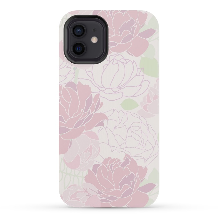 iPhone 12 mini StrongFit Abstract Pink Peony Pattern by  Utart