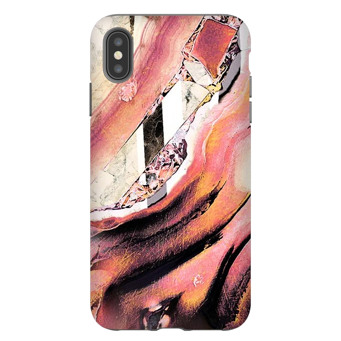 iPhone Xs Max StrongFit Rose gold geode stones and marble stripes by Oana 