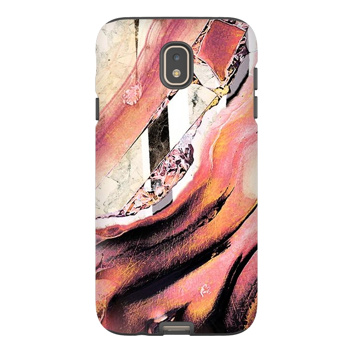 Galaxy J7 StrongFit Rose gold geode stones and marble stripes by Oana 
