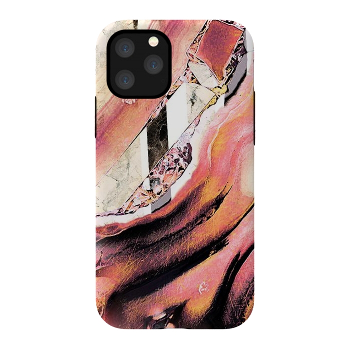 iPhone 11 Pro StrongFit Rose gold geode stones and marble stripes by Oana 
