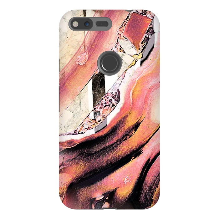 Pixel XL StrongFit Rose gold geode stones and marble stripes by Oana 