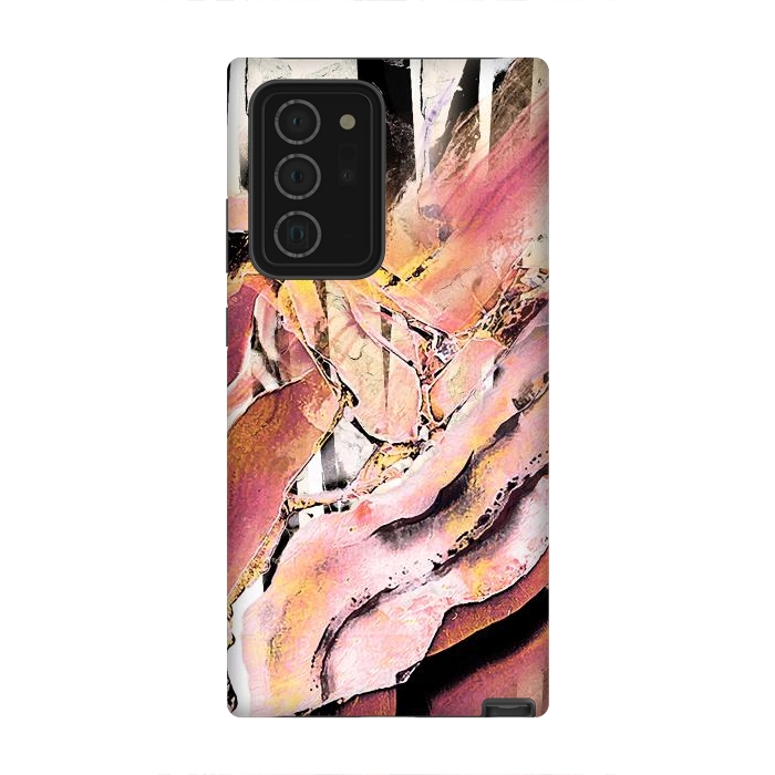 Galaxy Note 20 Ultra StrongFit Rose gold geode stones and marble stripes by Oana 