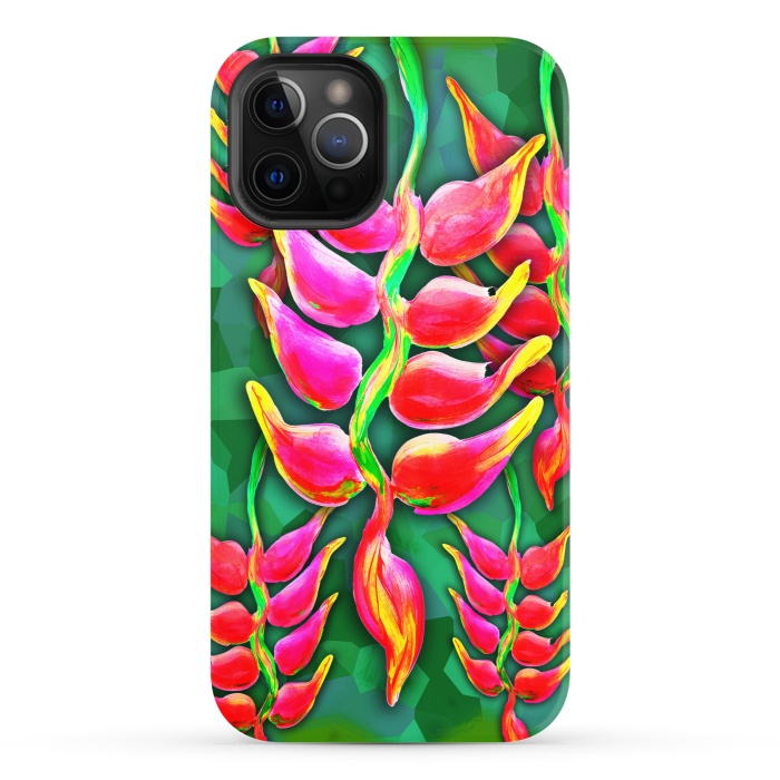 iPhone 12 Pro StrongFit Exotic Flowers Heliconia Pendula Bright Red  by BluedarkArt